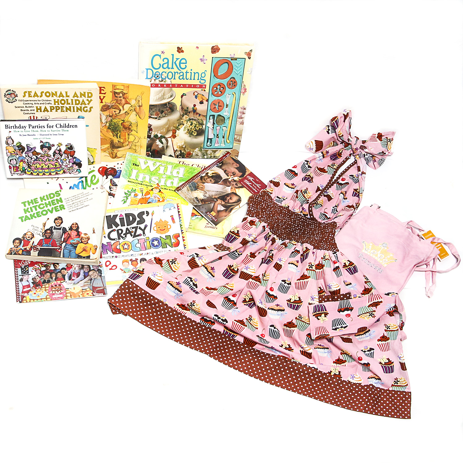 Collection of Children's Books and William Sonoma Princess Apron