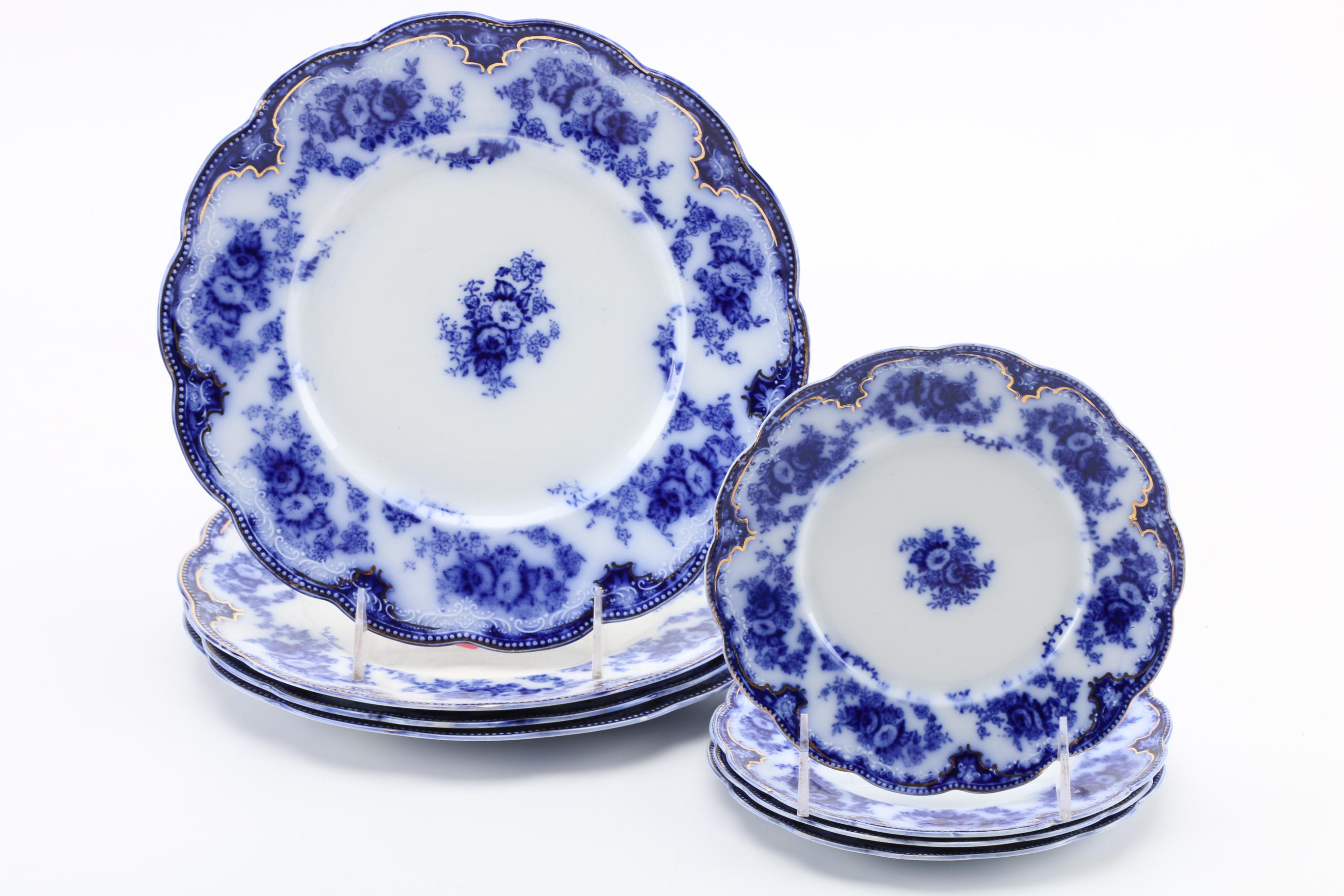 Vintage W.H. Grindley "Florida" Flow Blue Earthenware Plates