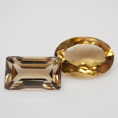 Two Loose 42.23 CTW Natural Smoky Quartz Gemstones