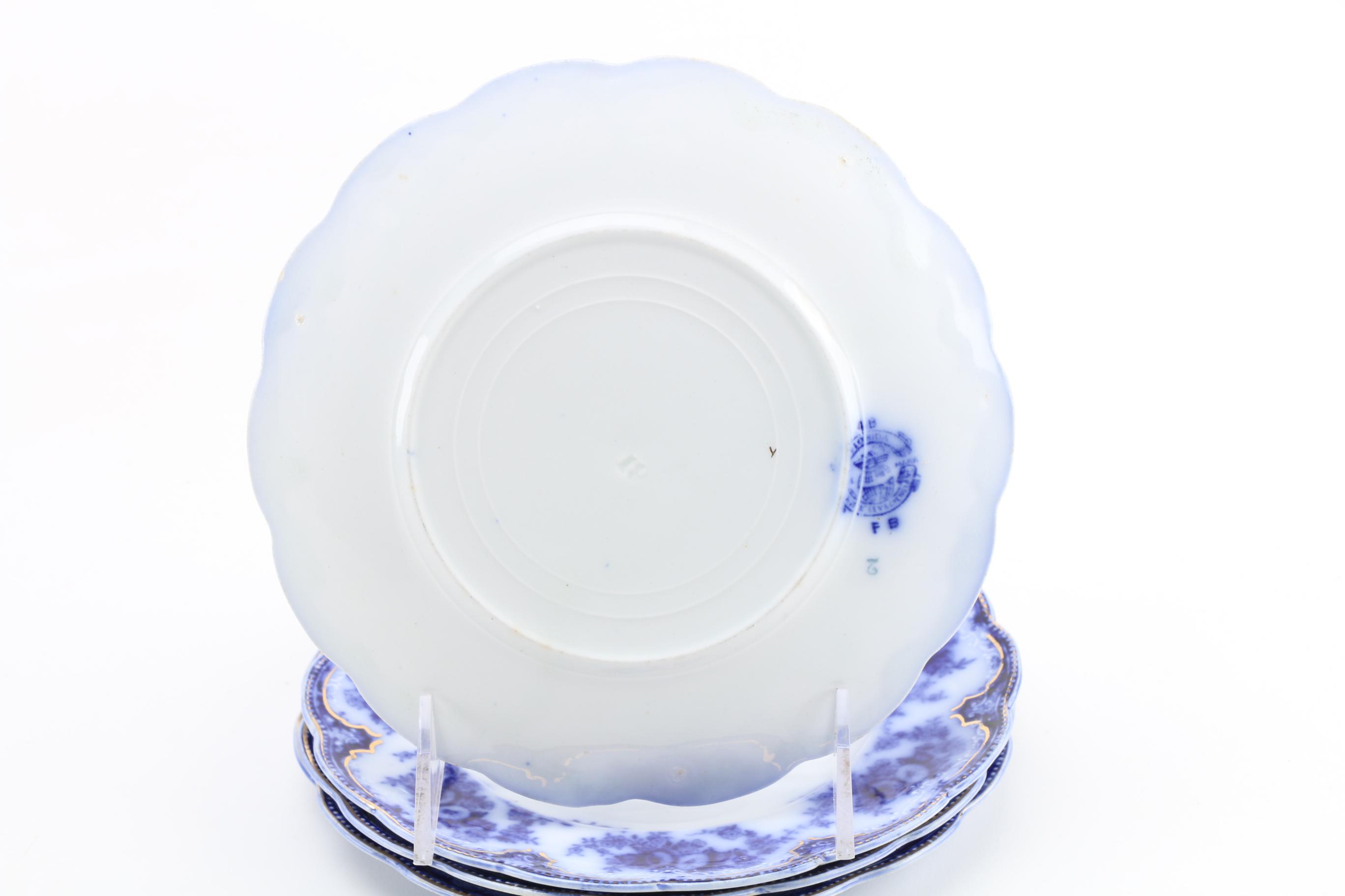 Vintage W.H. Grindley "Florida" Flow Blue Earthenware Plates