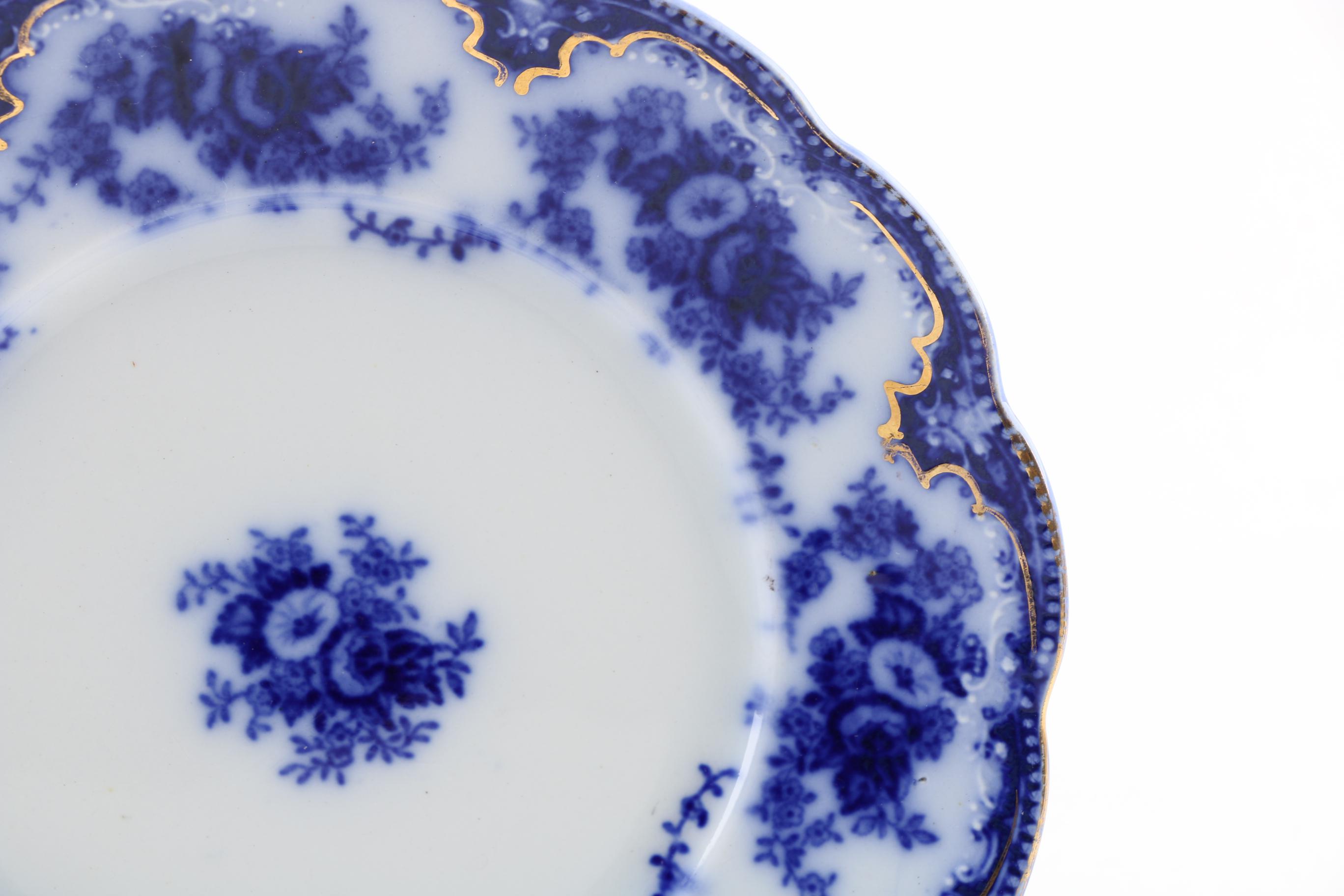 Vintage W.H. Grindley "Florida" Flow Blue Earthenware Plates