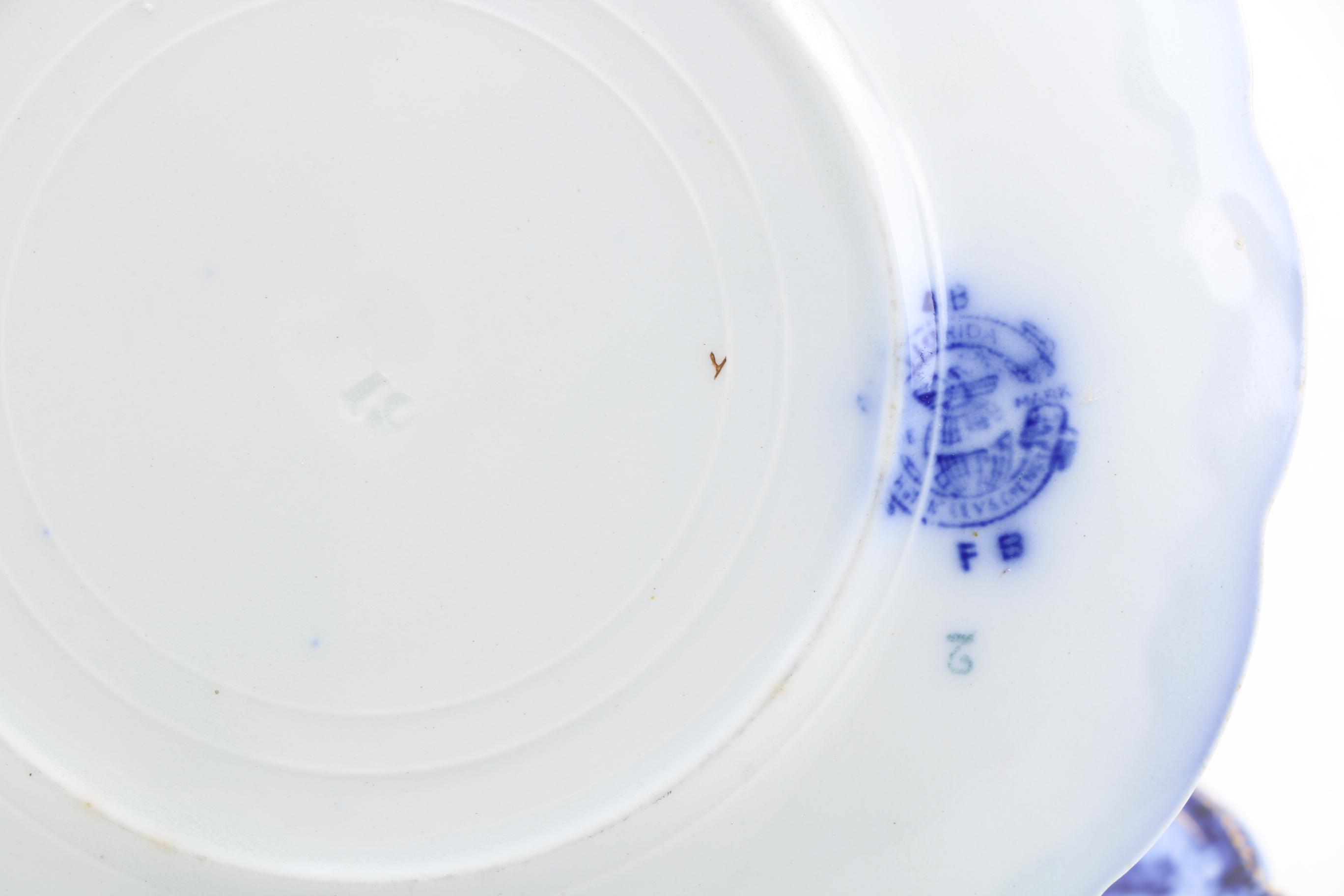 Vintage W.H. Grindley "Florida" Flow Blue Earthenware Plates