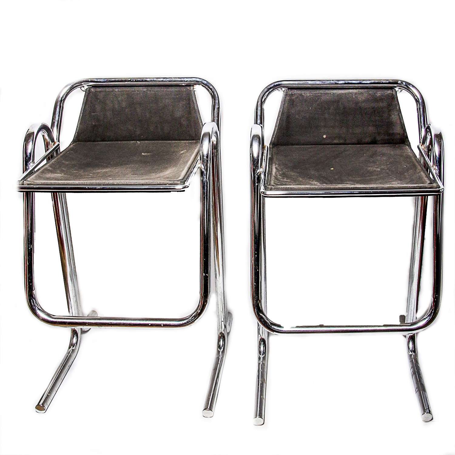 Pair of Contemporary Chrome Bar Stools