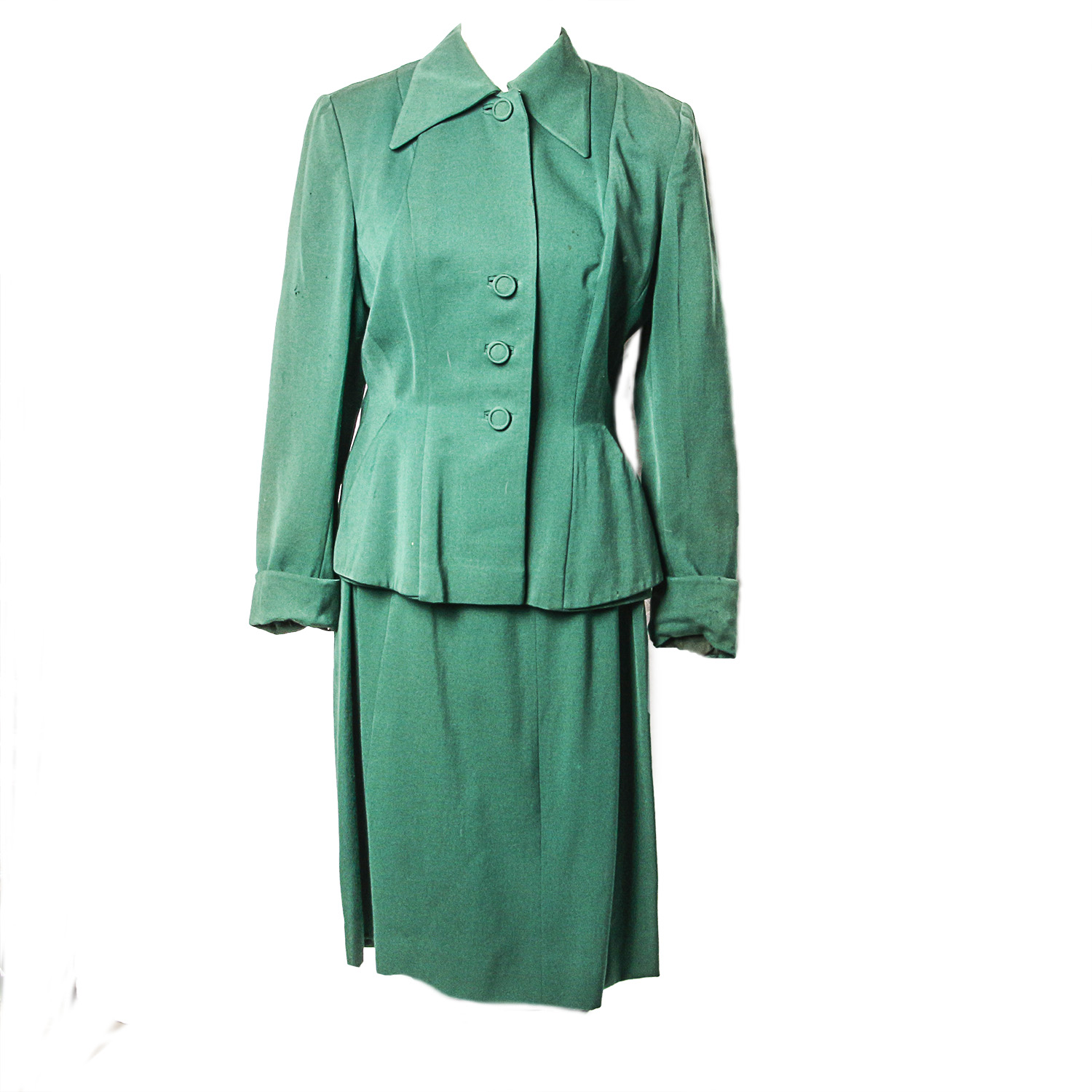 Vintage Wool Green Skirt Suit