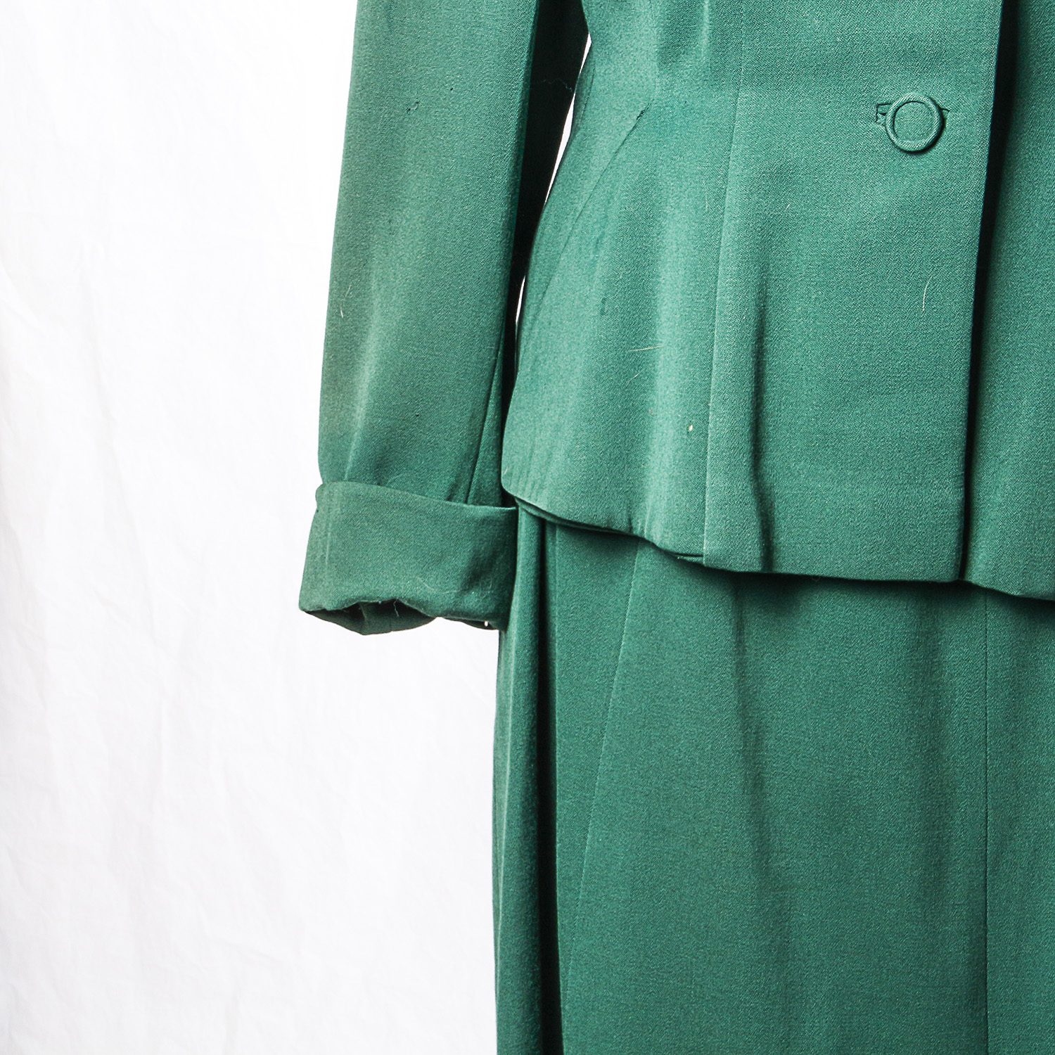 Vintage Wool Green Skirt Suit