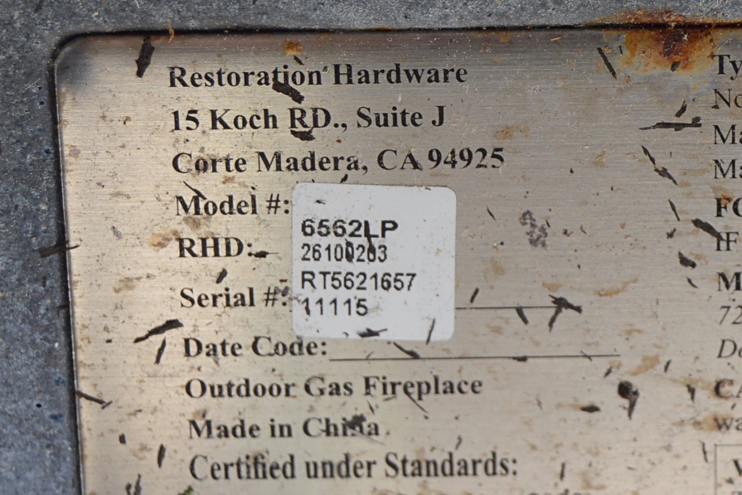 Restoration Hardware Fire Table