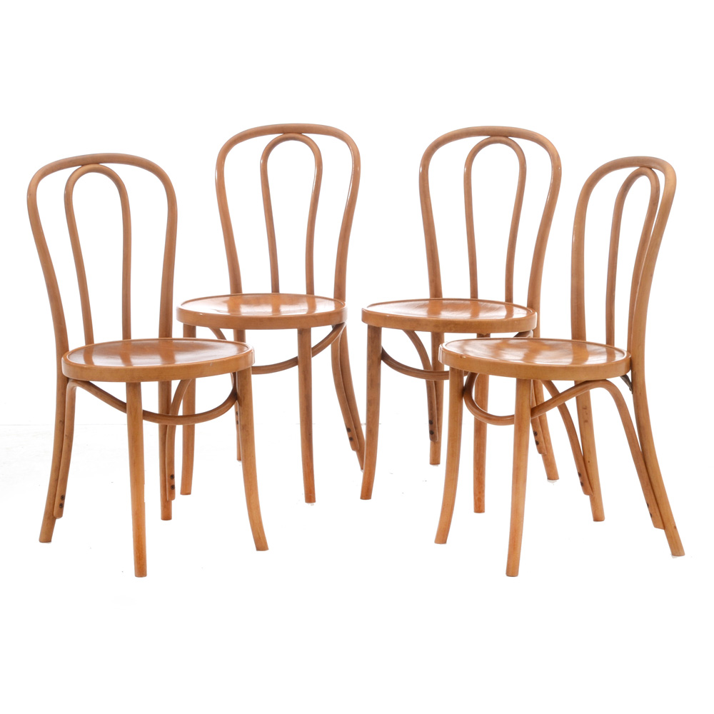 Set of Four Thonet Style Bent Wood Chairs