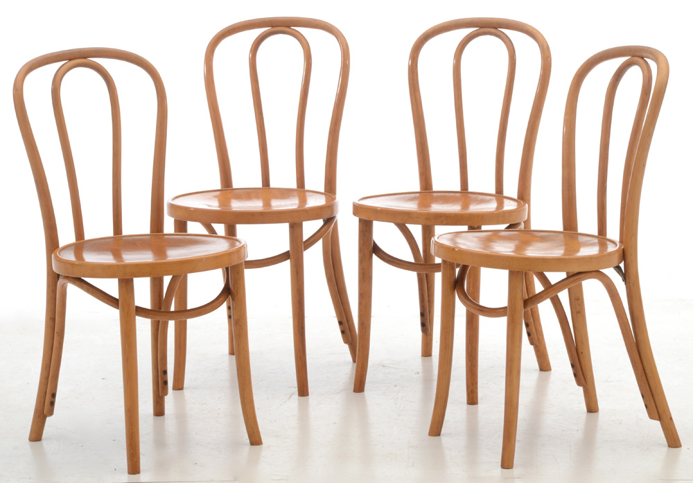 Set of Four Thonet Style Bent Wood Chairs