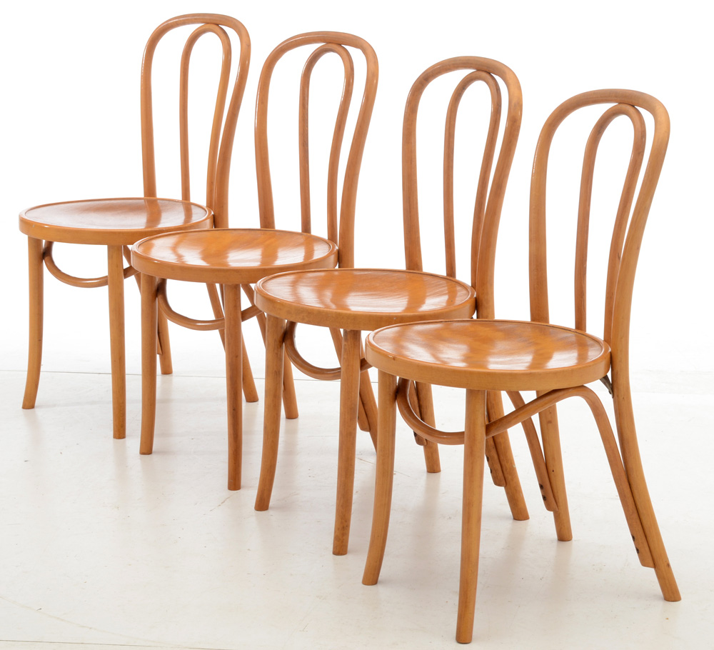 Set of Four Thonet Style Bent Wood Chairs