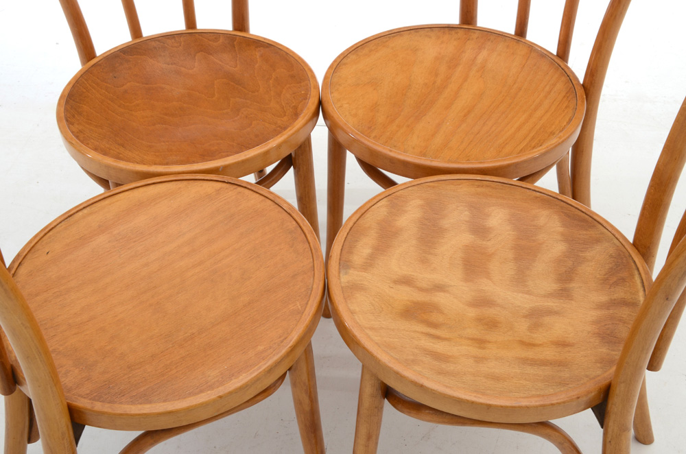 Set of Four Thonet Style Bent Wood Chairs