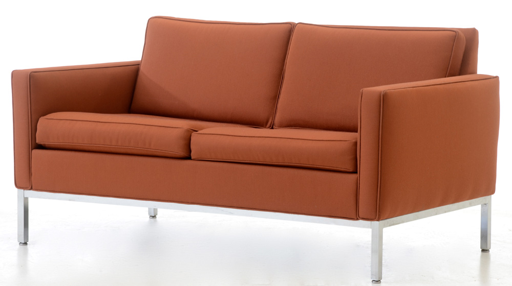 Steelcase Rust Twill Upholstered Loveseat