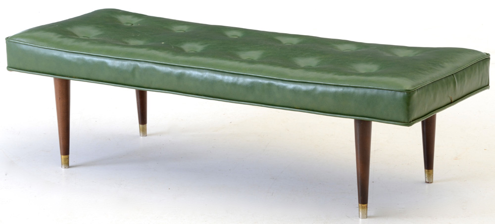 Vintage Green Vinyl Footstool