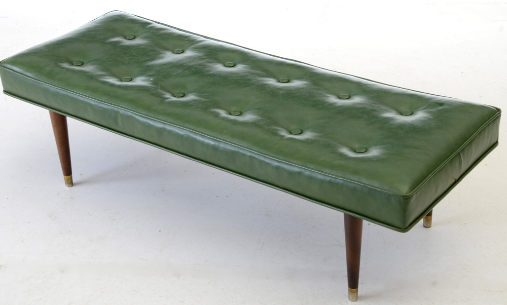 Vintage Green Vinyl Footstool