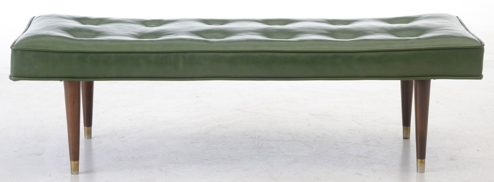 Vintage Green Vinyl Footstool