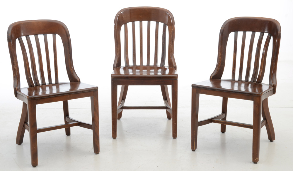 Assembled Set of Seven Vintage Banker's Chairs