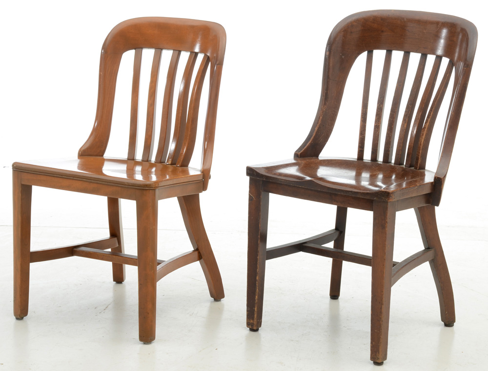 Assembled Set of Seven Vintage Banker's Chairs