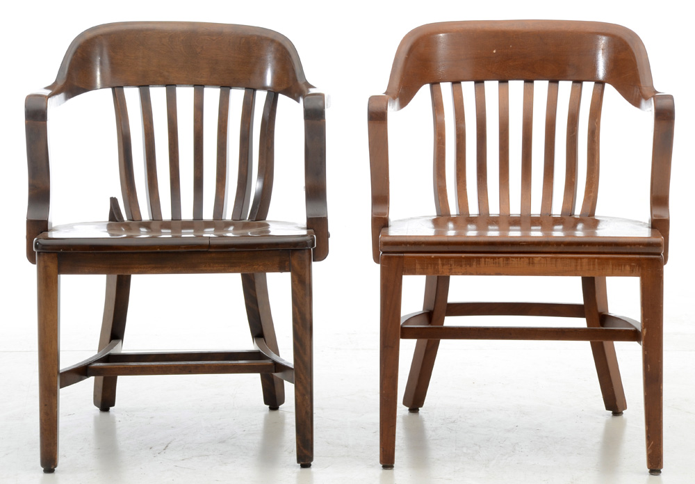 Assembled Set of Seven Vintage Banker's Chairs