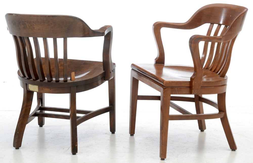 Assembled Set of Seven Vintage Banker's Chairs