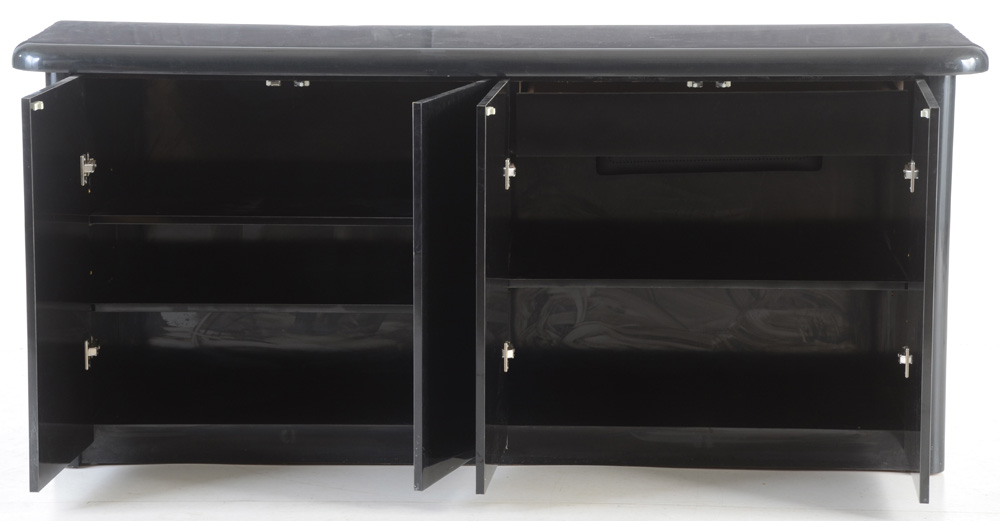 Contemporary Styled Ebony Lacquered Credenza