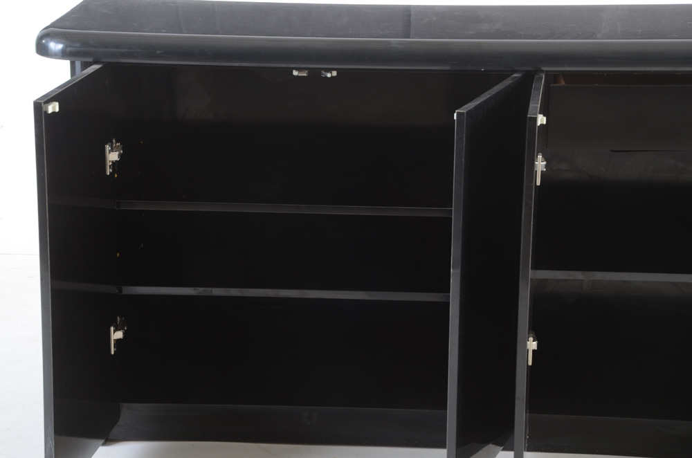 Contemporary Styled Ebony Lacquered Credenza