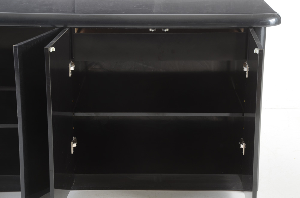 Contemporary Styled Ebony Lacquered Credenza