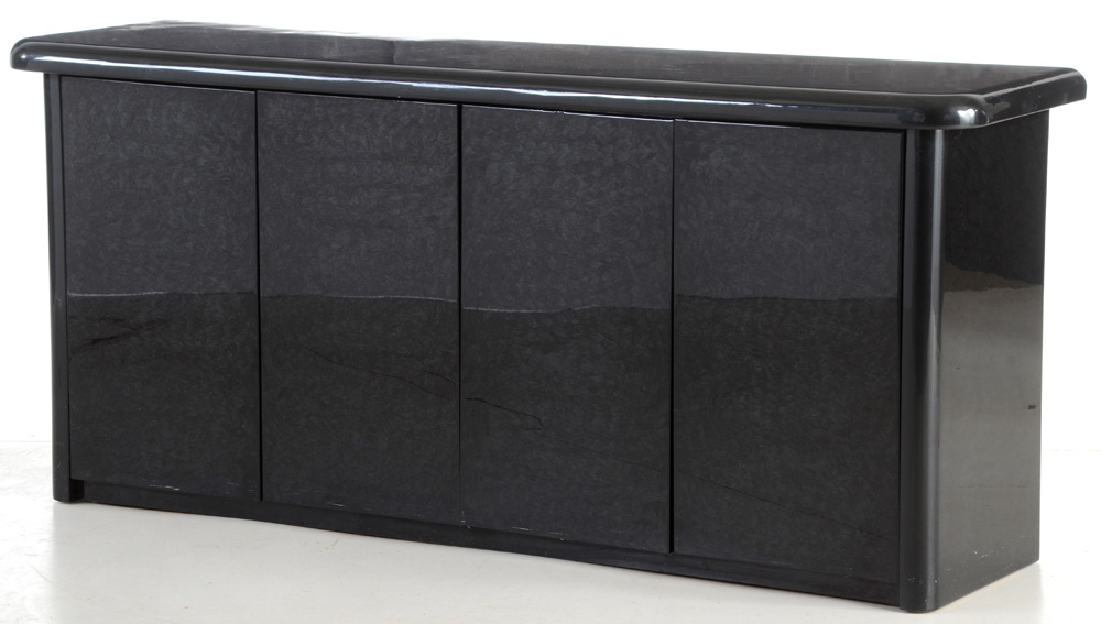 Contemporary Styled Ebony Lacquered Credenza