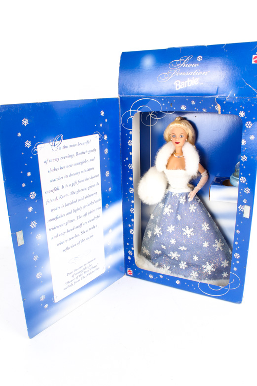 Mattel Collectible Barbie Dolls and Disney's Belle Porcelain Keepsake Doll