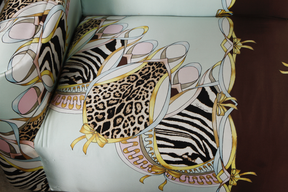 Settee with Roberto Cavalli Silk Patterned Upholstery