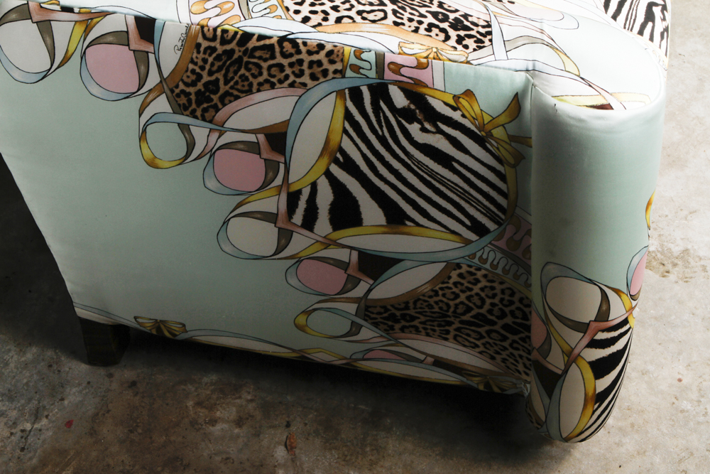 Settee with Roberto Cavalli Silk Patterned Upholstery