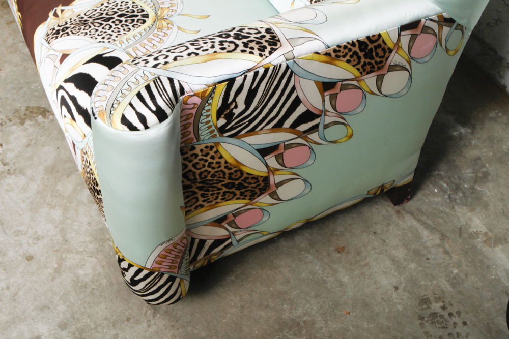 Settee with Roberto Cavalli Silk Patterned Upholstery