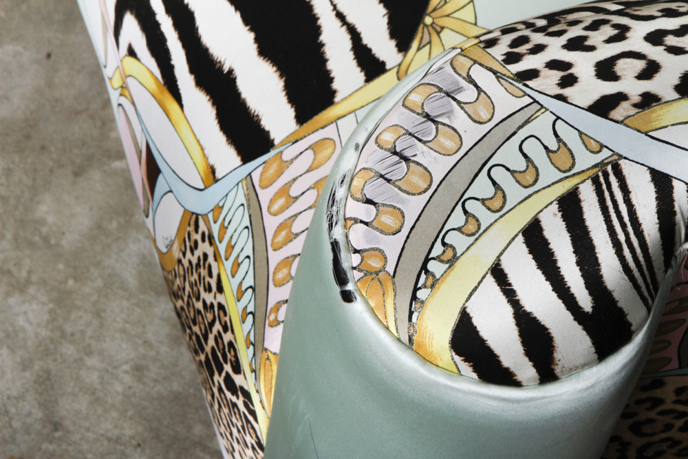 Settee with Roberto Cavalli Silk Patterned Upholstery