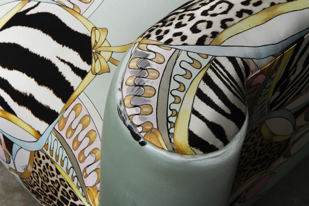 Settee with Roberto Cavalli Silk Patterned Upholstery