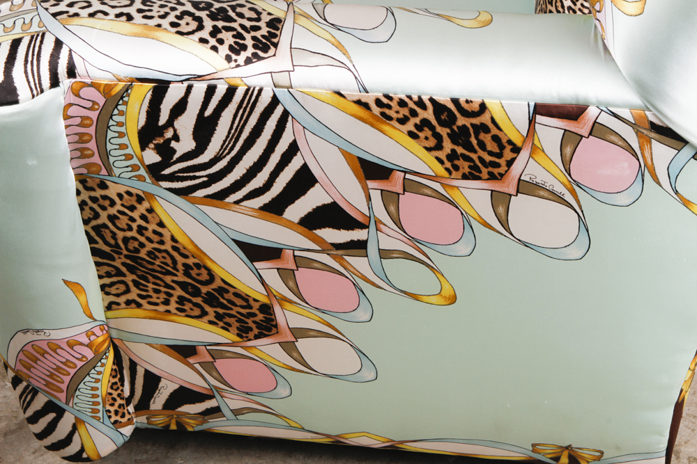 Settee with Roberto Cavalli Silk Patterned Upholstery