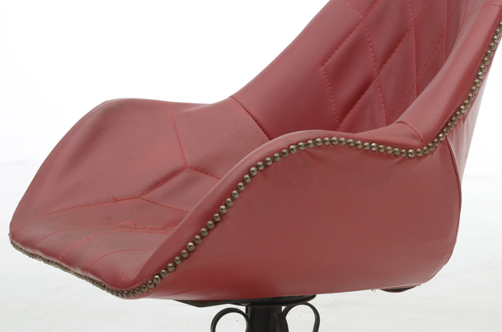 Pair of Red Vinyl Swivel Chairs