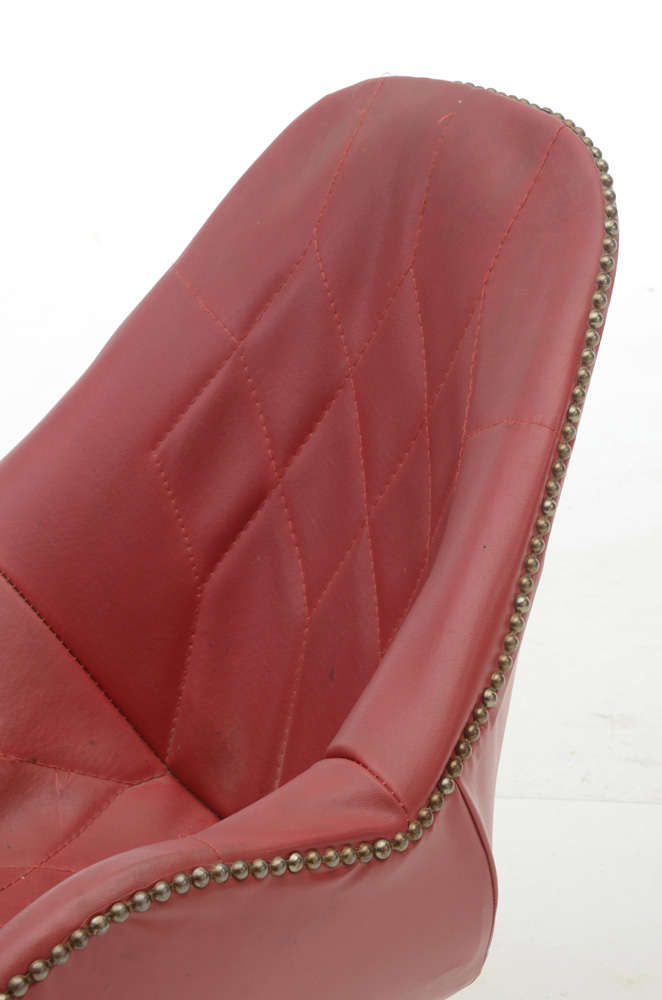 Pair of Red Vinyl Swivel Chairs
