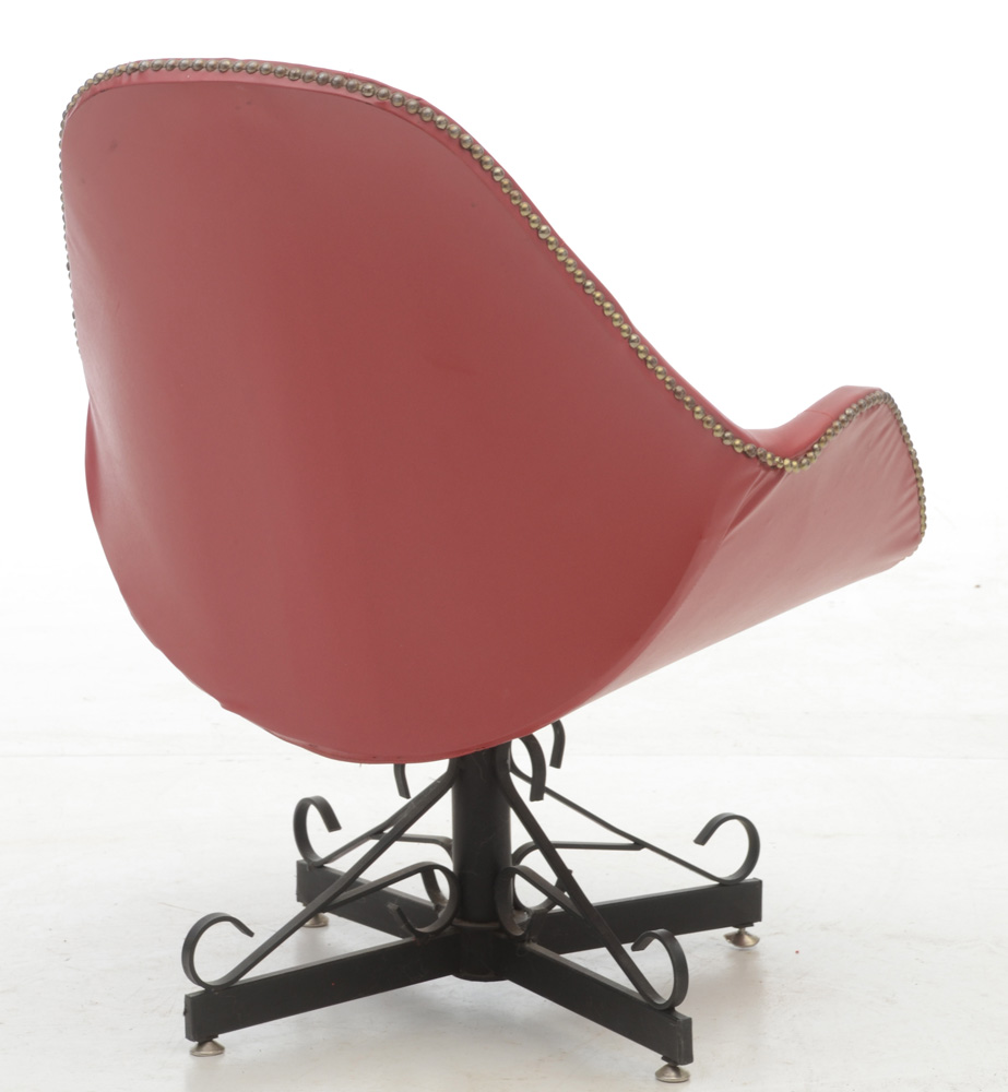 Pair of Red Vinyl Swivel Chairs