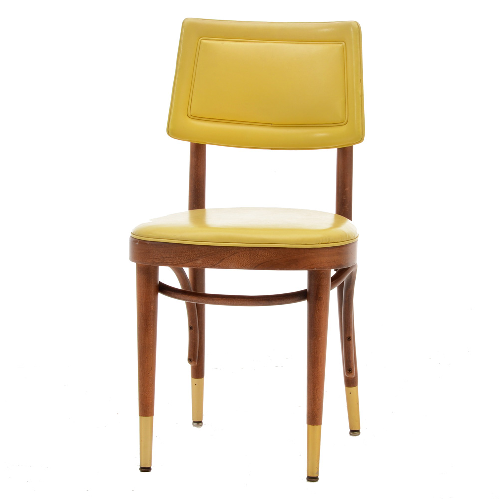 Thonet Mid Century Yellow-Green Vinyl Chair