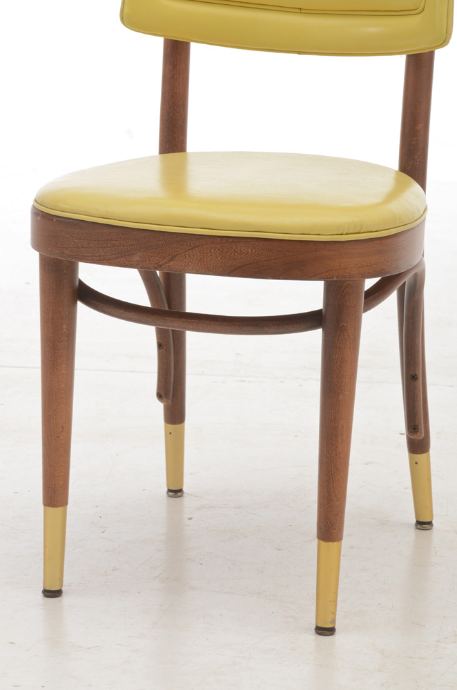 Thonet Mid Century Yellow-Green Vinyl Chair