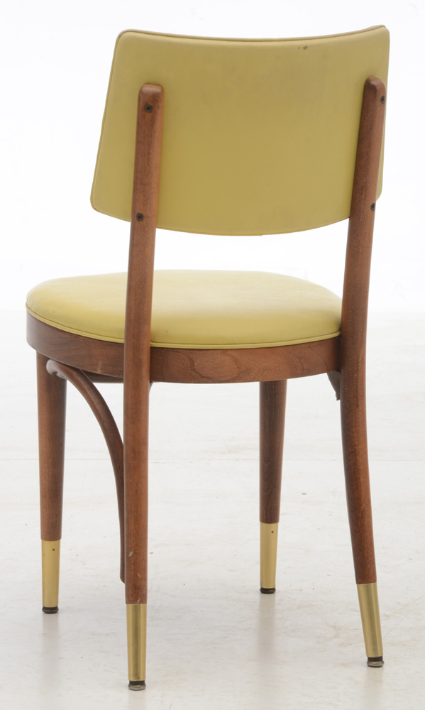 Thonet Mid Century Yellow-Green Vinyl Chair