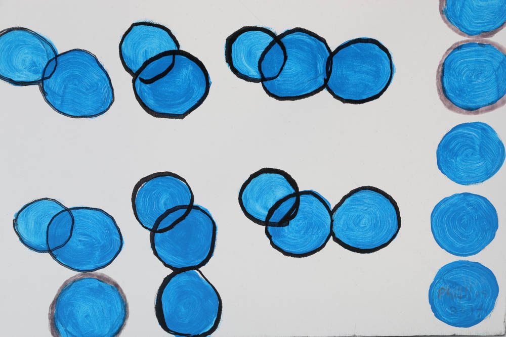 Phyllis Rinaldi Original Acrylic Painting on Canvas "Circle Blue"