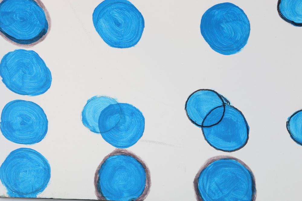 Phyllis Rinaldi Original Acrylic Painting on Canvas "Circle Blue"