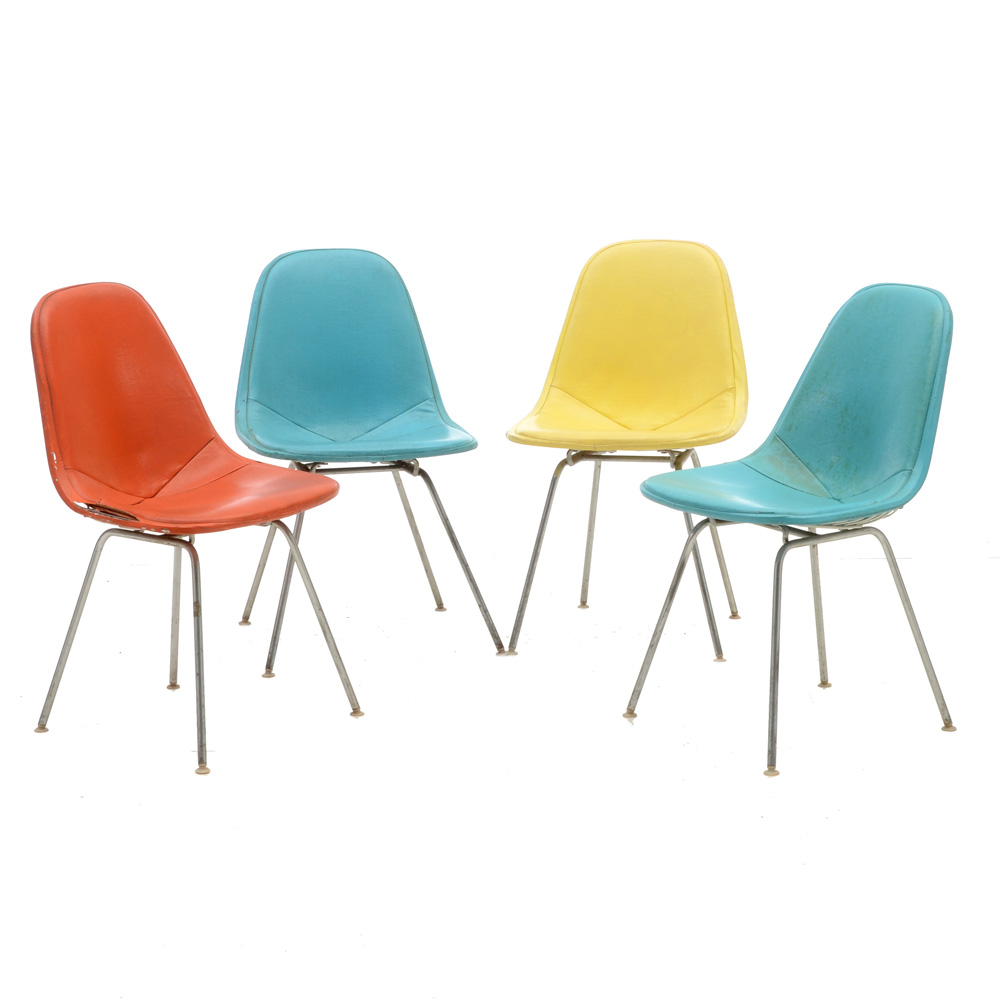 Set of Four Herman Miller Wire Grid Chairs by Charles Eames