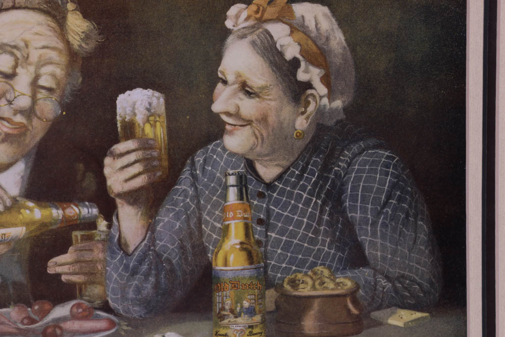 Vintage "Old Dutch" Framed Beer Advertising Lithograph Print