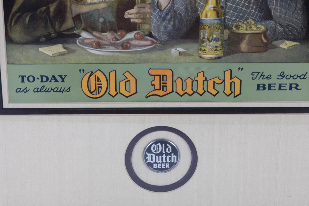 Vintage "Old Dutch" Framed Beer Advertising Lithograph Print