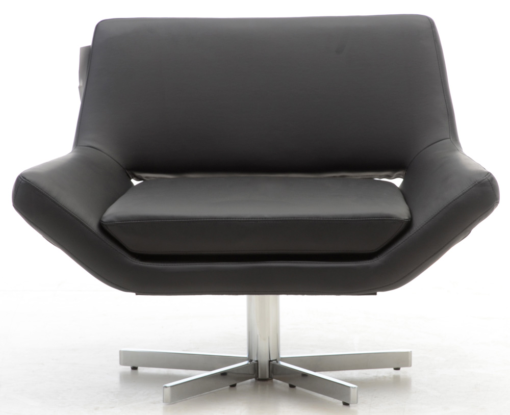 Ave Six Black Vinyl Swivel Armchair