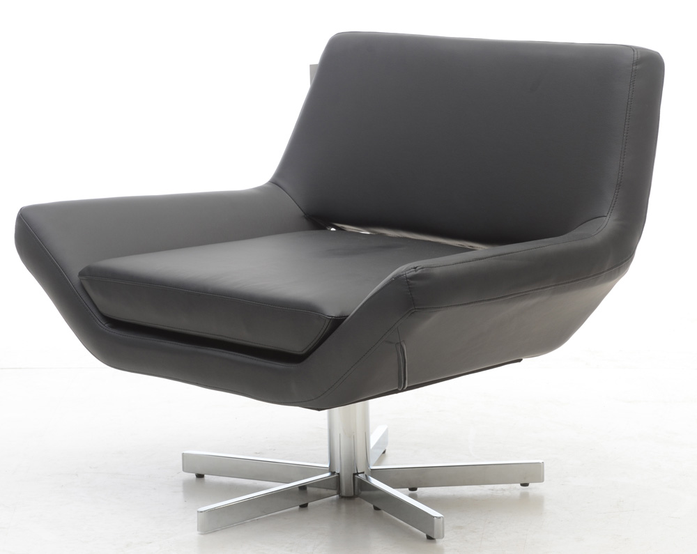 Ave Six Black Vinyl Swivel Armchair