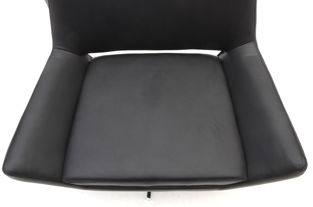 Ave Six Black Vinyl Swivel Armchair