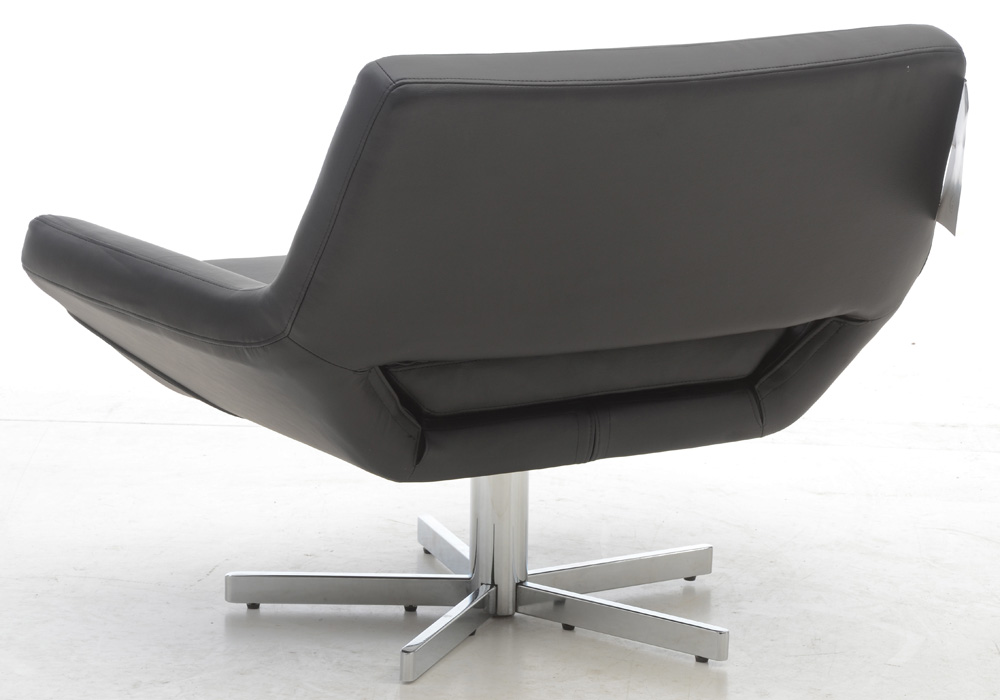 Ave Six Black Vinyl Swivel Armchair