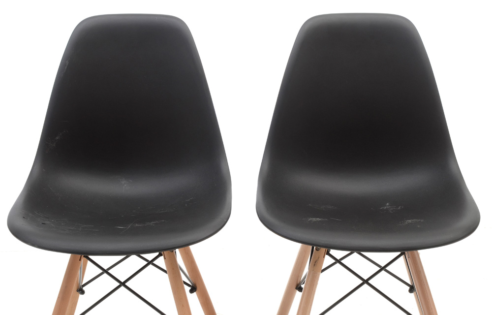 Pair of Black Plastic Shell Chairs