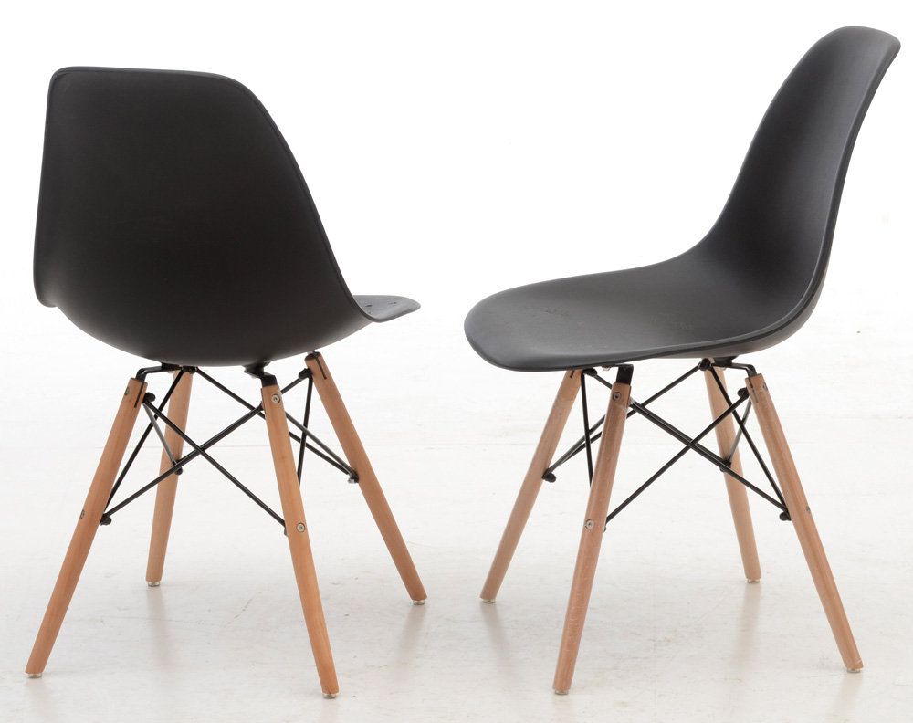 Pair of Black Plastic Shell Chairs